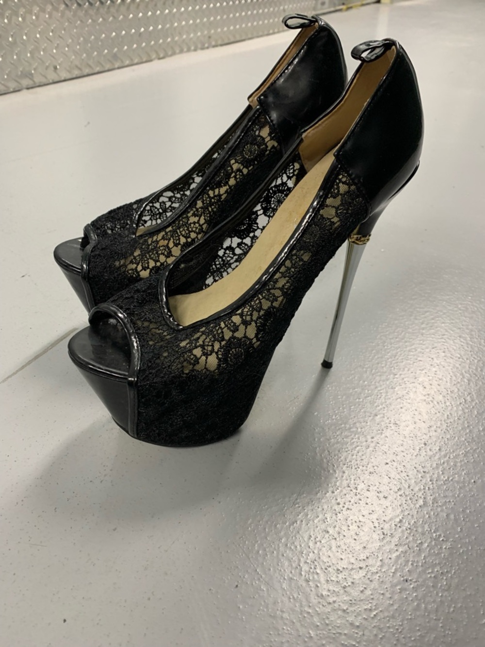 Getmorebeauty Black Lace Stiletto Heels